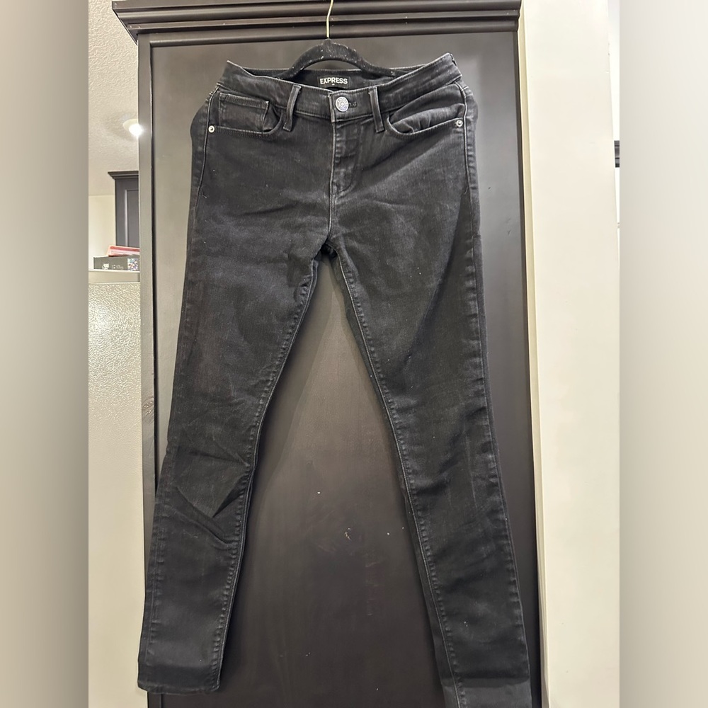 Express Women's Dark Black Skinny Jeans